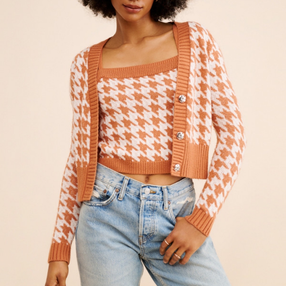 Anthropologie 525 America Houndstooth Knit Cardigan